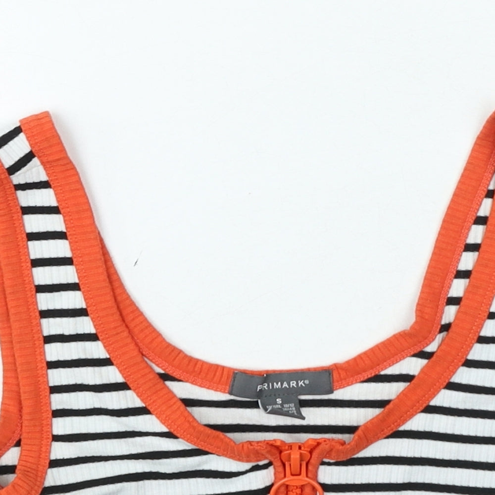 Primark Womens Multicoloured Striped Polyester Basic Tank Size S Round Neck