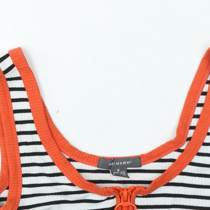 Primark Womens Multicoloured Striped Polyester Basic Tank Size S Round Neck