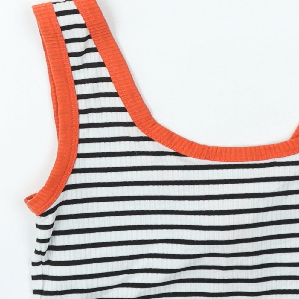 Primark Womens Multicoloured Striped Polyester Basic Tank Size S Round Neck