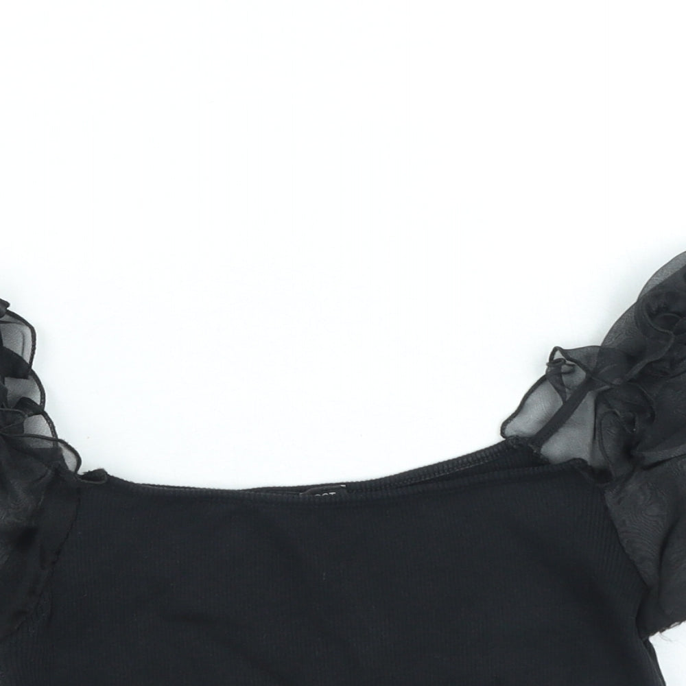 I SAW IT FIRST Womens Black Polyester Basic Blouse Size M Square Neck