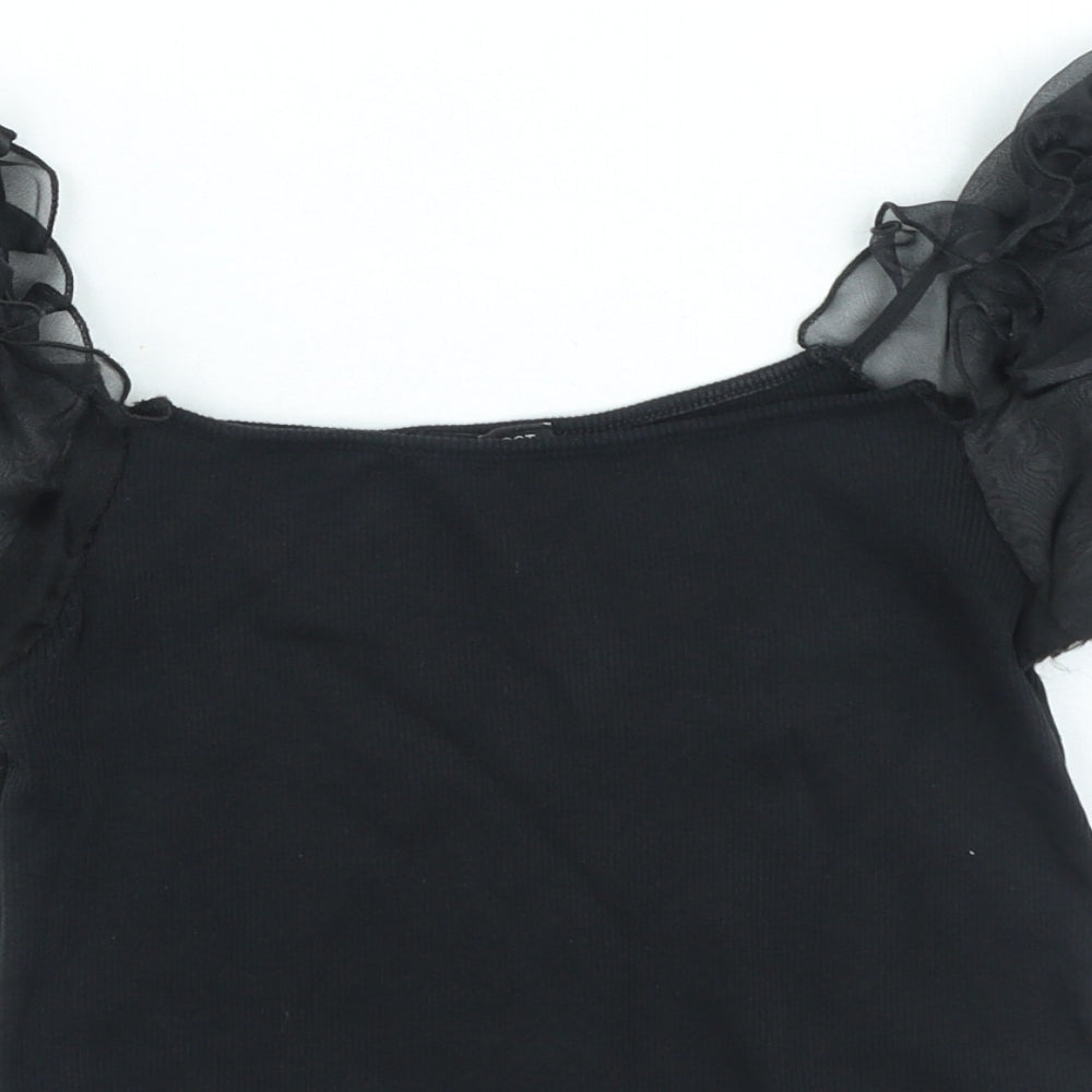 I SAW IT FIRST Womens Black Polyester Basic Blouse Size M Square Neck