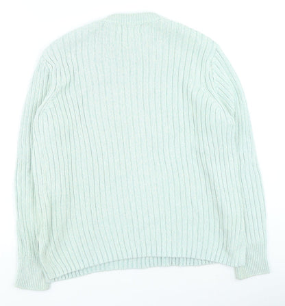 Marks and Spencer Womens Green Round Neck Polyester Pullover Jumper Size 14