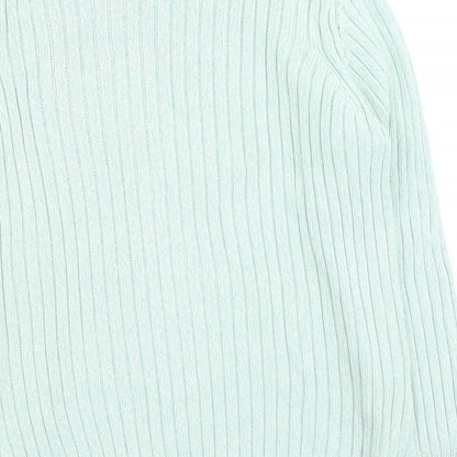 Marks and Spencer Womens Green Round Neck Polyester Pullover Jumper Size 14