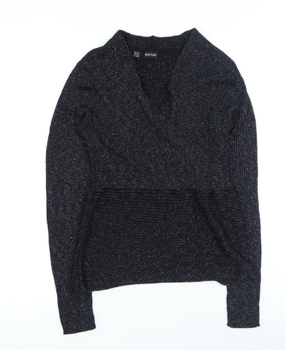 Body Flirt Womens Black V-Neck Viscose Pullover Jumper Size S