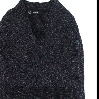 Body Flirt Womens Black V-Neck Viscose Pullover Jumper Size S