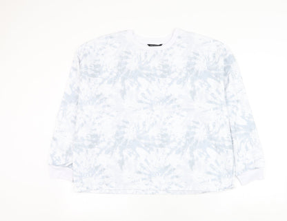 Peacocks Womens White Geometric Polyester Pullover Sweatshirt Size L Pullover
