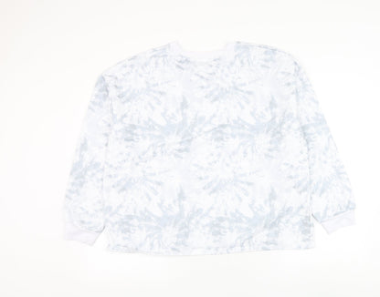 Peacocks Womens White Geometric Polyester Pullover Sweatshirt Size L Pullover