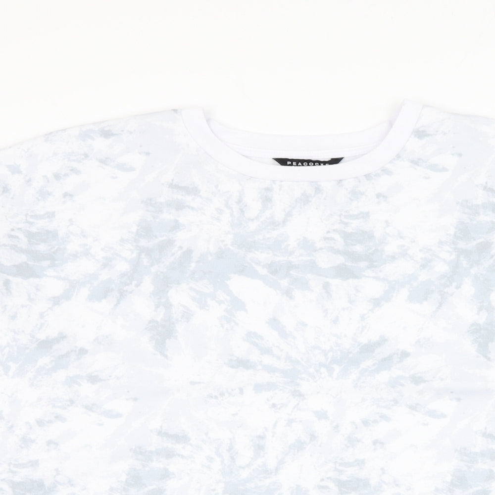 Peacocks Womens White Geometric Polyester Pullover Sweatshirt Size L Pullover