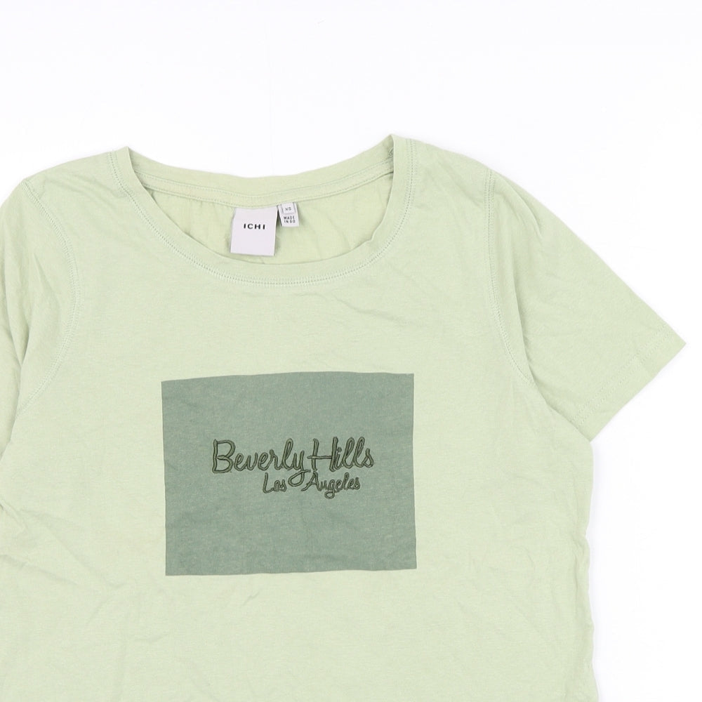 ICHI Mens Green Cotton T-Shirt Size XS Round Neck - Beverly Hills