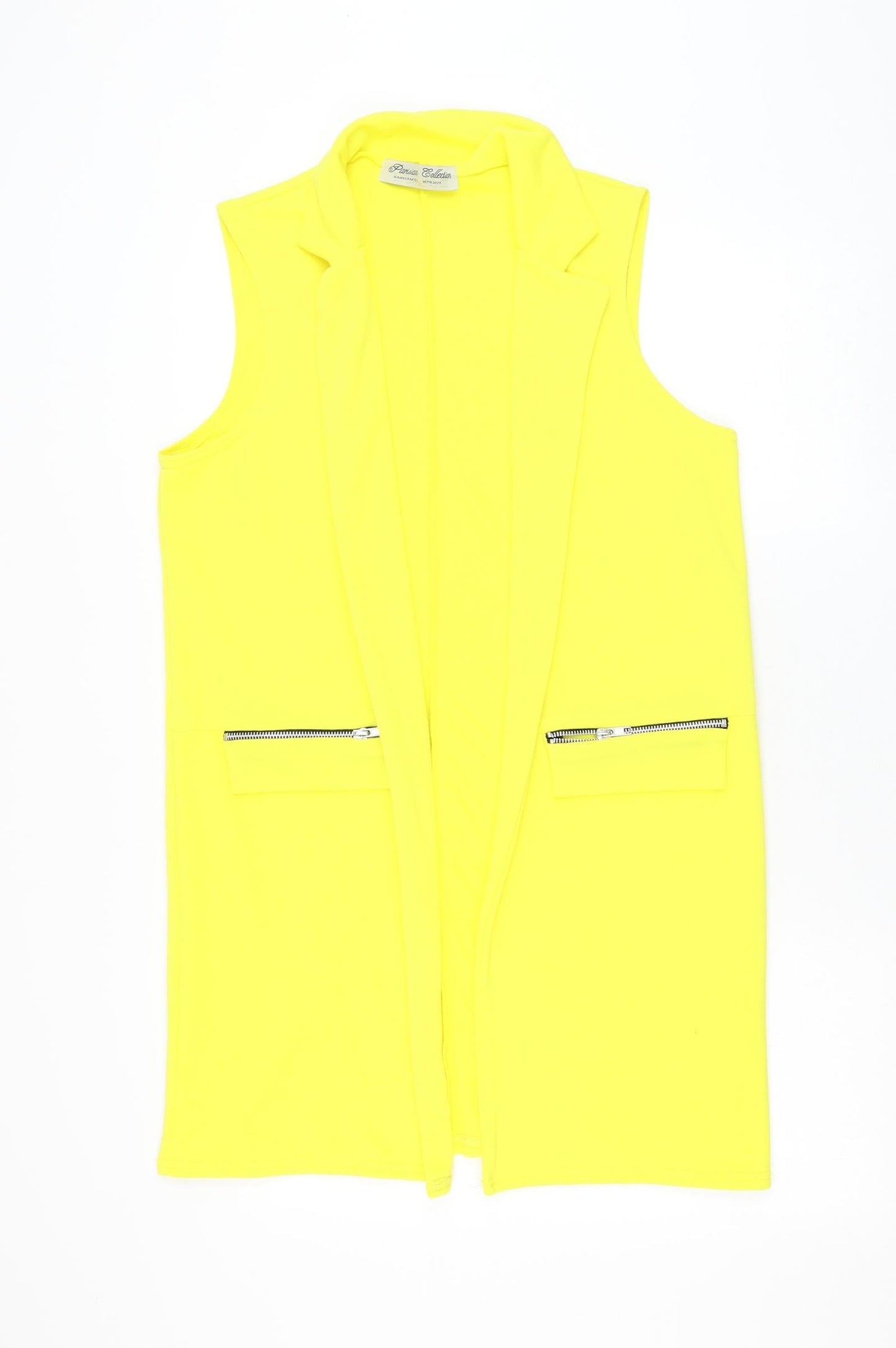 Parisian Collection Womens Yellow Collared Polyester Cardigan Jumper Size 14