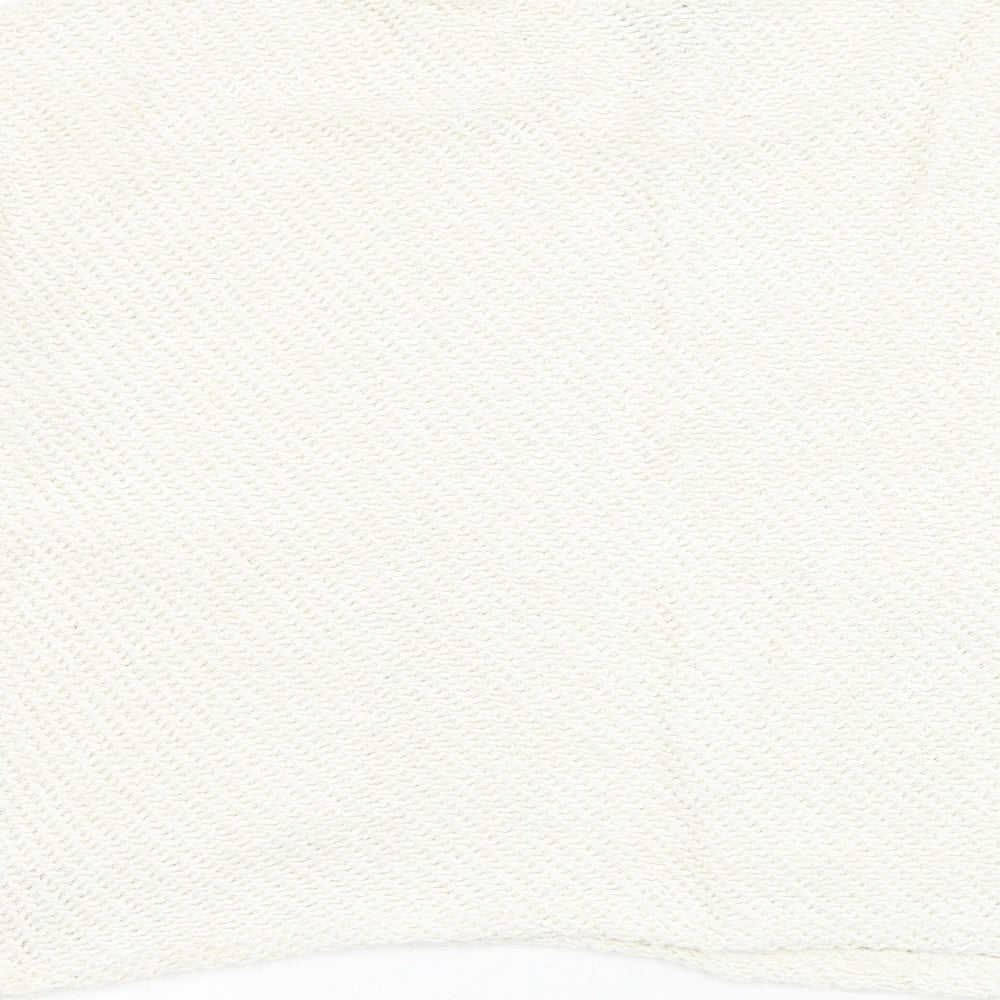Primark Womens White Round Neck Cotton Pullover Jumper Size 4