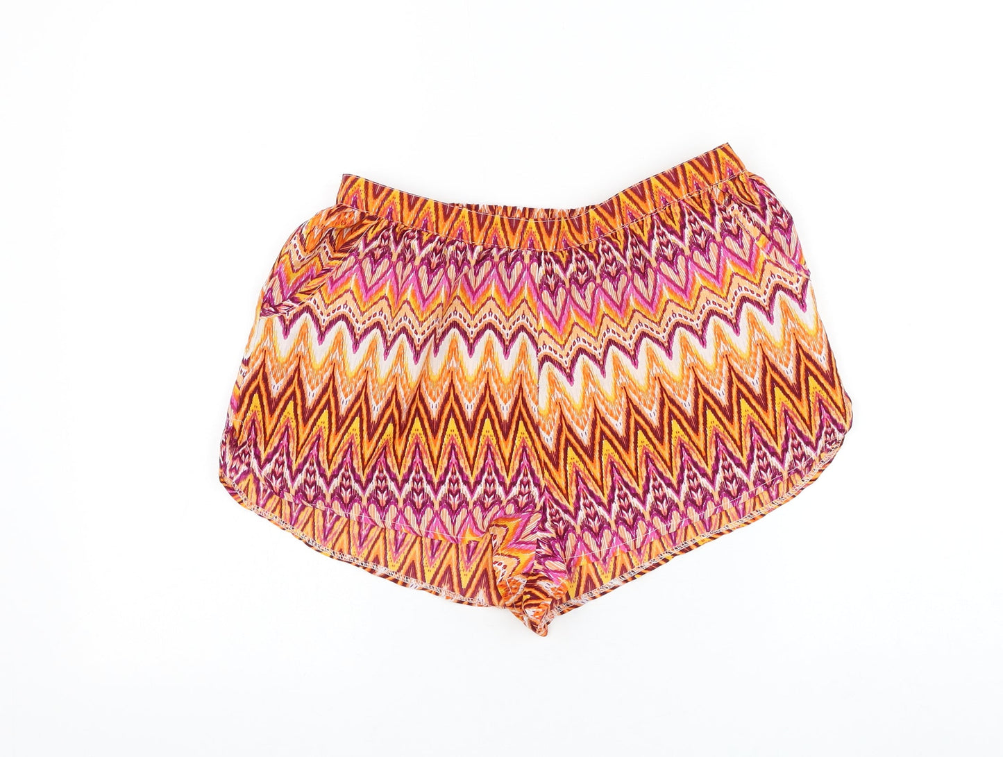 Primark Womens Multicoloured Geometric Polyester Hot Pants Shorts Size M Regular Pull On
