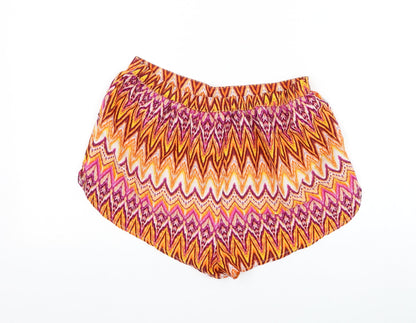 Primark Womens Multicoloured Geometric Polyester Hot Pants Shorts Size M Regular Pull On