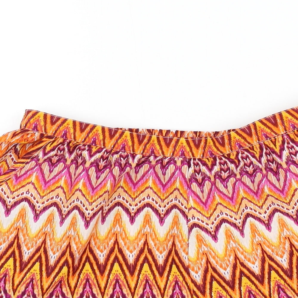 Primark Womens Multicoloured Geometric Polyester Hot Pants Shorts Size M Regular Pull On