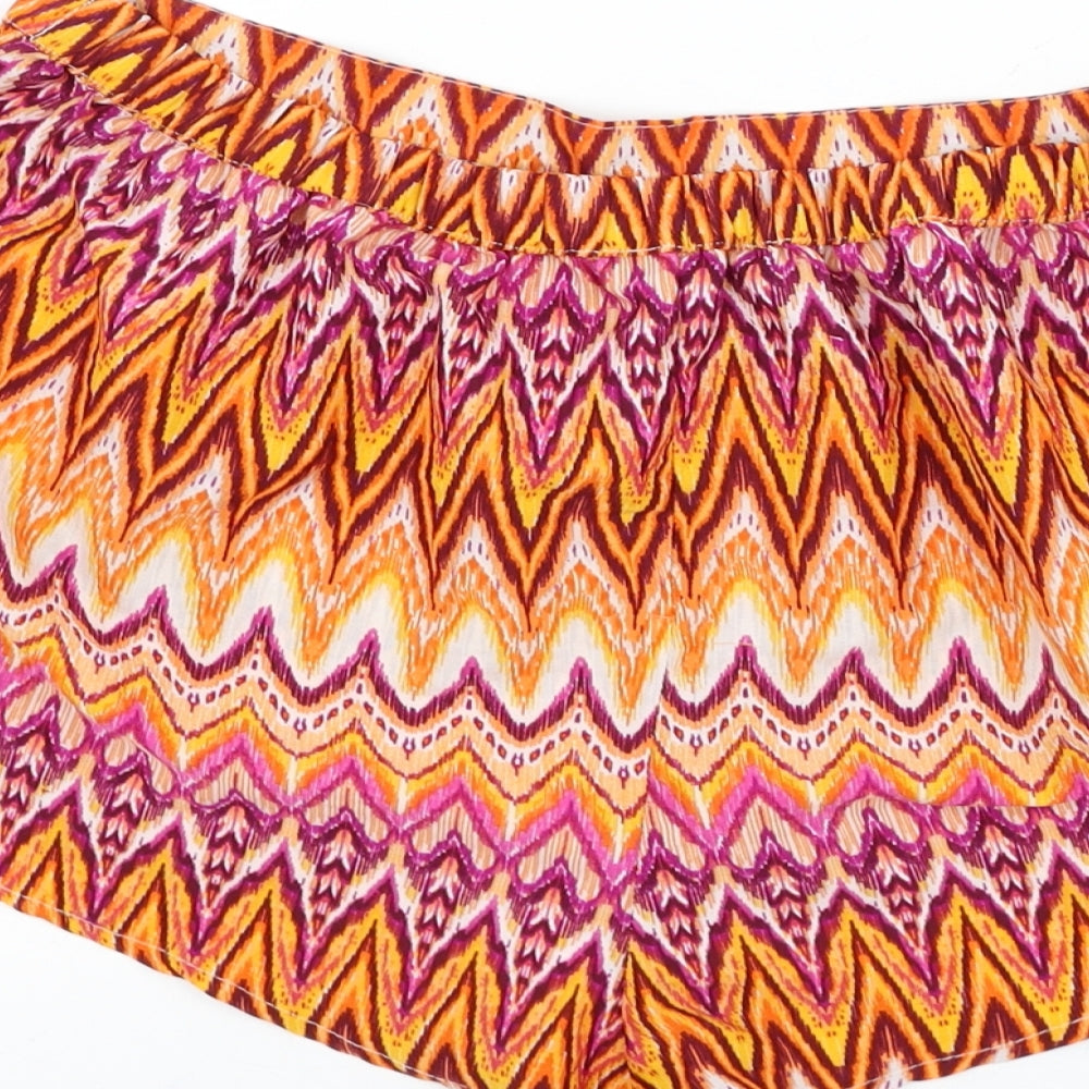Primark Womens Multicoloured Geometric Polyester Hot Pants Shorts Size M Regular Pull On