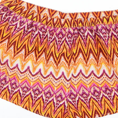 Primark Womens Multicoloured Geometric Polyester Hot Pants Shorts Size M Regular Pull On