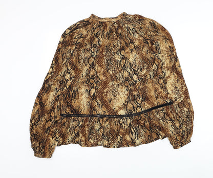 River Island Womens Brown Animal Print Polyester Basic Blouse Size 8 Round Neck - Snake Skin Print