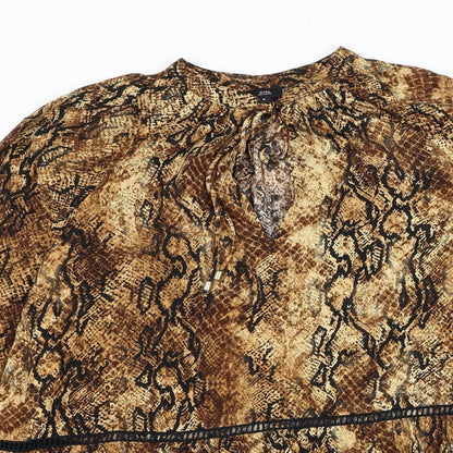 River Island Womens Brown Animal Print Polyester Basic Blouse Size 8 Round Neck - Snake Skin Print