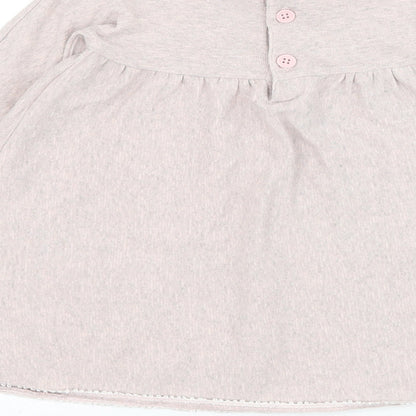 mamas & papas Girls Pink Cotton Jumper Dress Size 6-9 Months Round Neck Button