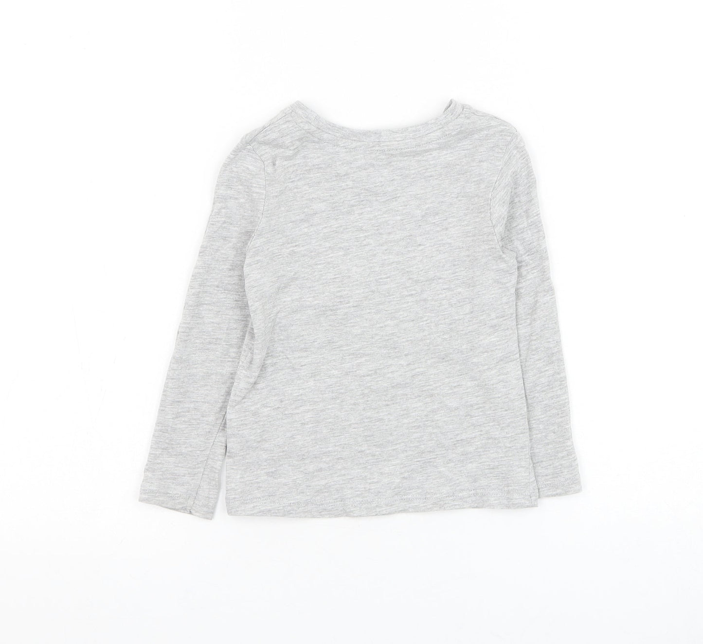 Dunnes Stores Girls Grey Cotton Basic T-Shirt Size 2-3 Years Round Neck Pullover - Unicorn