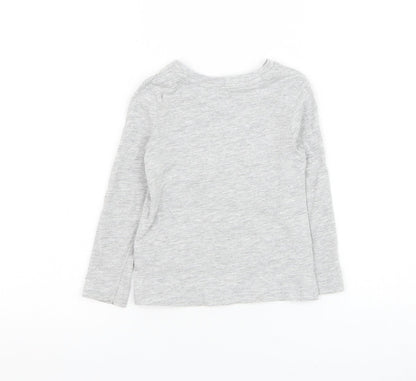 Dunnes Stores Girls Grey Cotton Basic T-Shirt Size 2-3 Years Round Neck Pullover - Unicorn