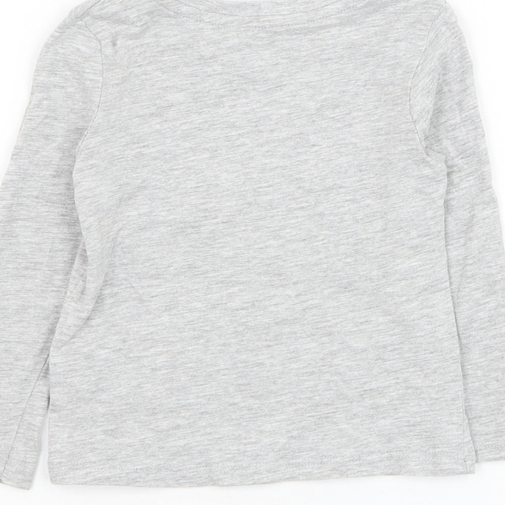 Dunnes Stores Girls Grey Cotton Basic T-Shirt Size 2-3 Years Round Neck Pullover - Unicorn