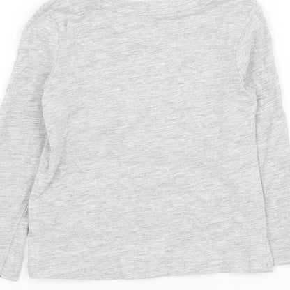 Dunnes Stores Girls Grey Cotton Basic T-Shirt Size 2-3 Years Round Neck Pullover - Unicorn