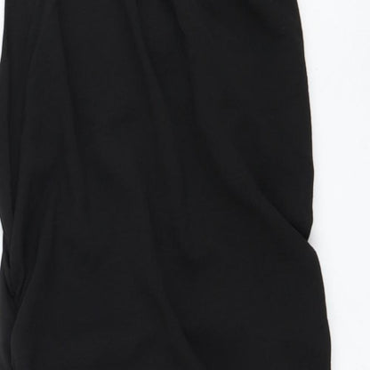 NaaNaa Womens Black Polyester Mini Size 12 Round Neck Pullover - Chain Detail Ruched Sides