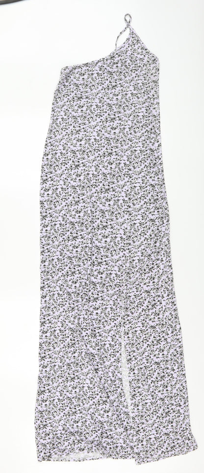 Nasty Gal Womens Purple Floral Viscose Maxi Size 12 One Shoulder Pullover