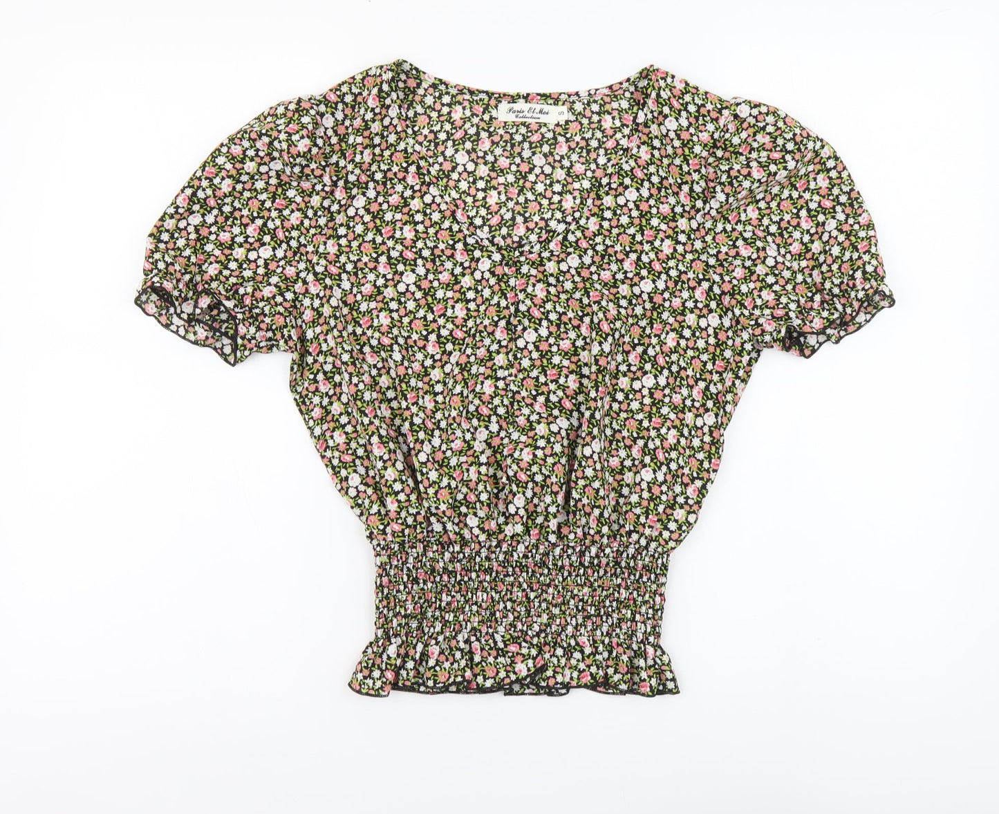 Paris et Moi Womens Multicoloured Floral Polyamide Basic Blouse Size S V-Neck