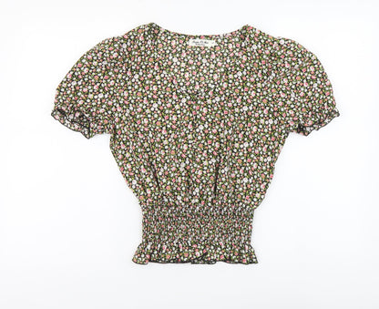 Paris et Moi Womens Multicoloured Floral Polyamide Basic Blouse Size S V-Neck