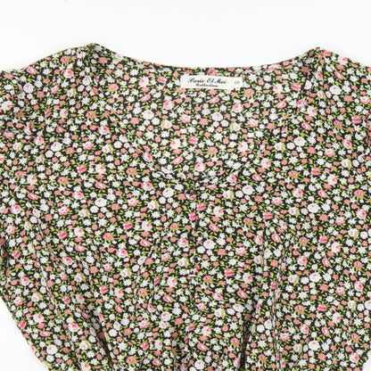 Paris et Moi Womens Multicoloured Floral Polyamide Basic Blouse Size S V-Neck