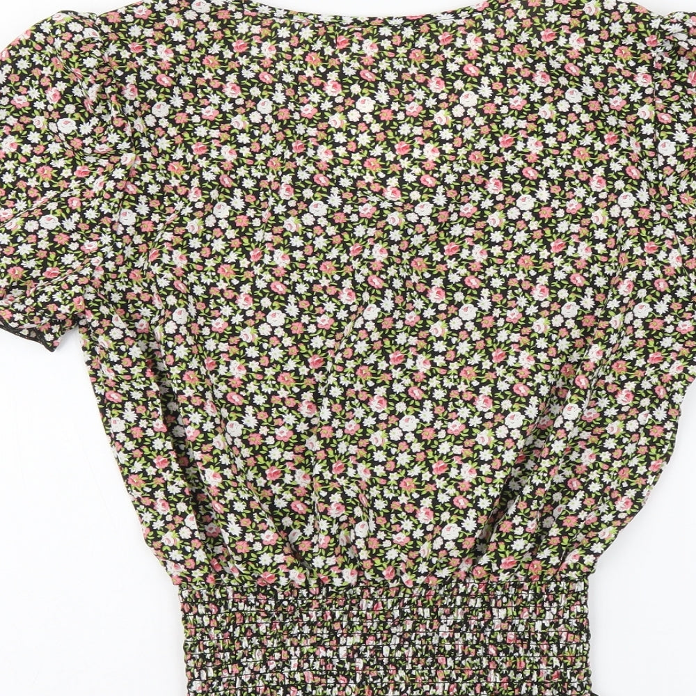 Paris et Moi Womens Multicoloured Floral Polyamide Basic Blouse Size S V-Neck