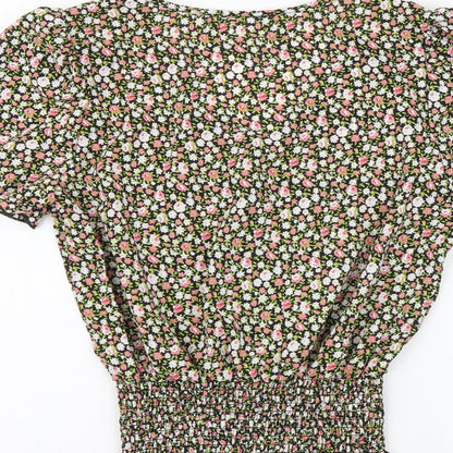 Paris et Moi Womens Multicoloured Floral Polyamide Basic Blouse Size S V-Neck