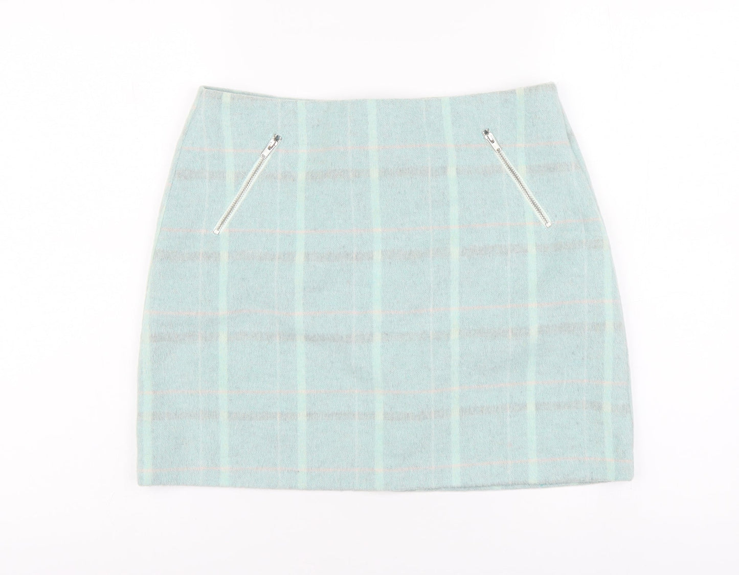 Tammy Girl Girls Blue Plaid Polyester Mini Skirt Size 13-14 Years Regular Zip