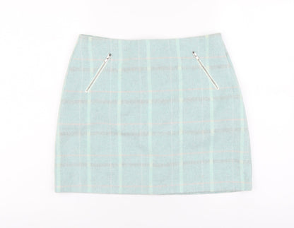 Tammy Girl Girls Blue Plaid Polyester Mini Skirt Size 13-14 Years Regular Zip