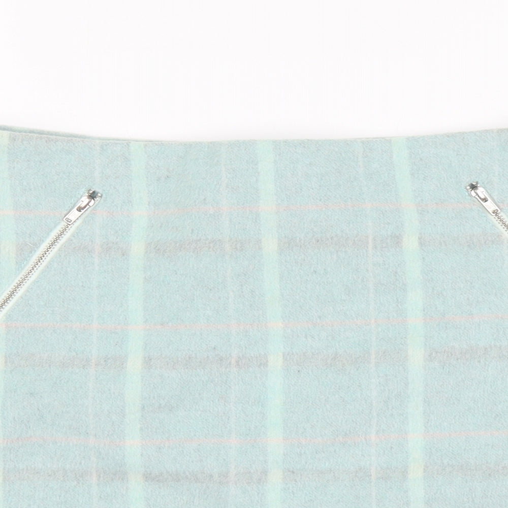 Tammy Girl Girls Blue Plaid Polyester Mini Skirt Size 13-14 Years Regular Zip
