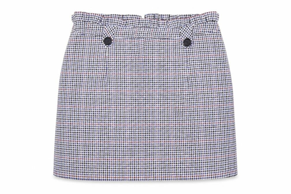 Topshop Womens Blue Herringbone Polyester Maxi Skirt Size 14 Zip