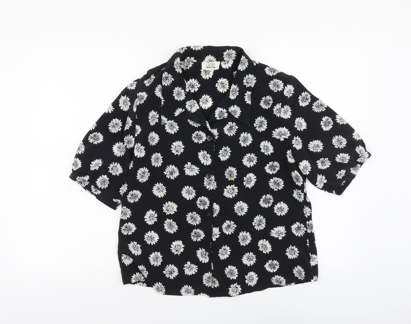 Womens UK Size S Marks and Spencer Black Basic Button-Up