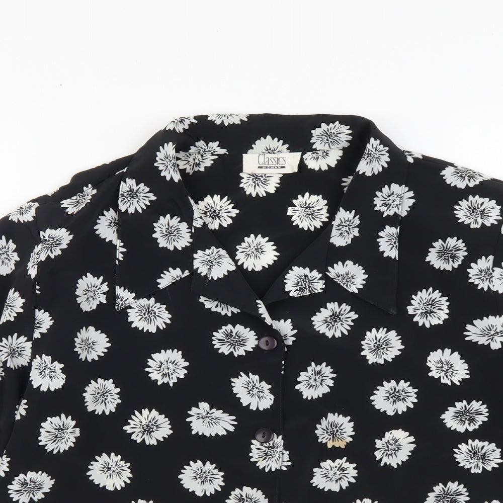 Womens UK Size S Marks and Spencer Black Basic Button-Up