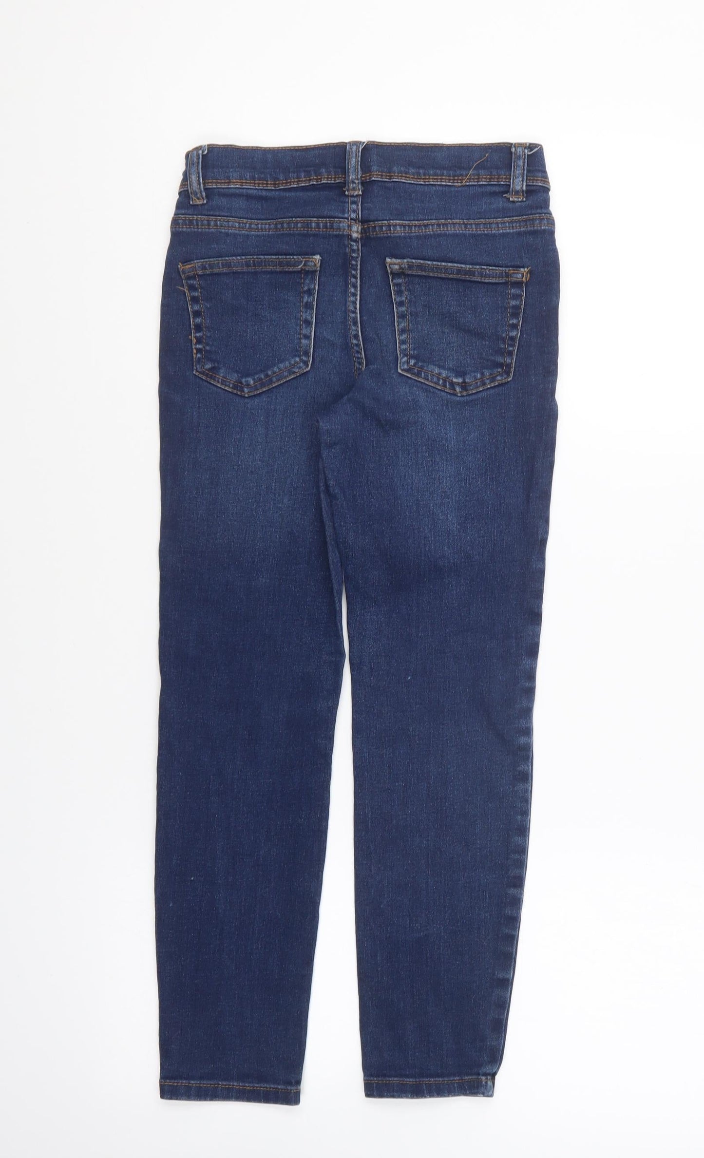 Denim & Co. Girls Blue Cotton Skinny Jeans Size 8-9 Years Regular Button