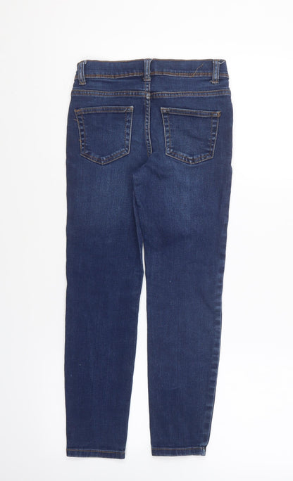 Denim & Co. Girls Blue Cotton Skinny Jeans Size 8-9 Years Regular Button