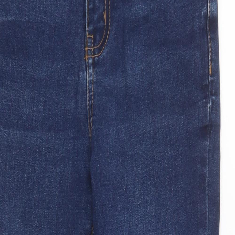 Denim & Co. Girls Blue Cotton Skinny Jeans Size 8-9 Years Regular Button
