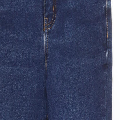 Denim & Co. Girls Blue Cotton Skinny Jeans Size 8-9 Years Regular Button