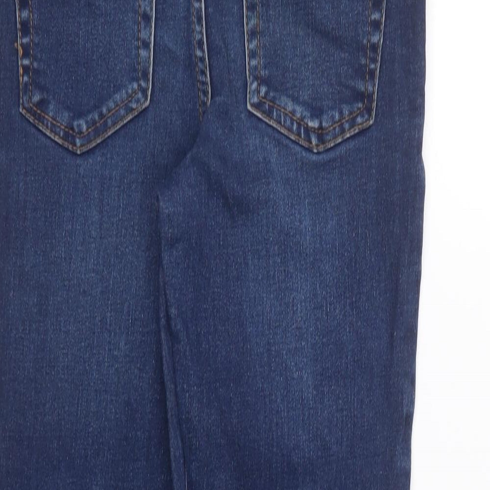 Denim & Co. Girls Blue Cotton Skinny Jeans Size 8-9 Years Regular Button