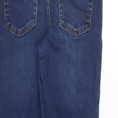 Denim & Co. Girls Blue Cotton Skinny Jeans Size 8-9 Years Regular Button