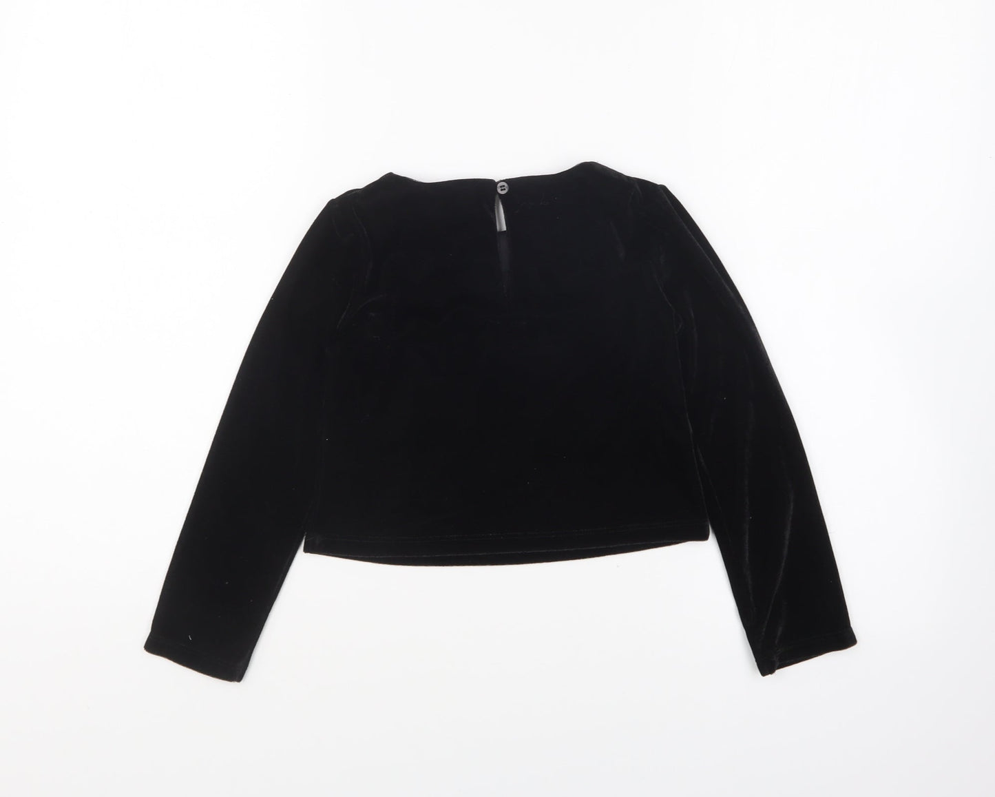 Dunnes Stores Girls Black Polyester Basic T-Shirt Size 5-6 Years Round Neck Pullover
