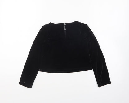 Dunnes Stores Girls Black Polyester Basic T-Shirt Size 5-6 Years Round Neck Pullover