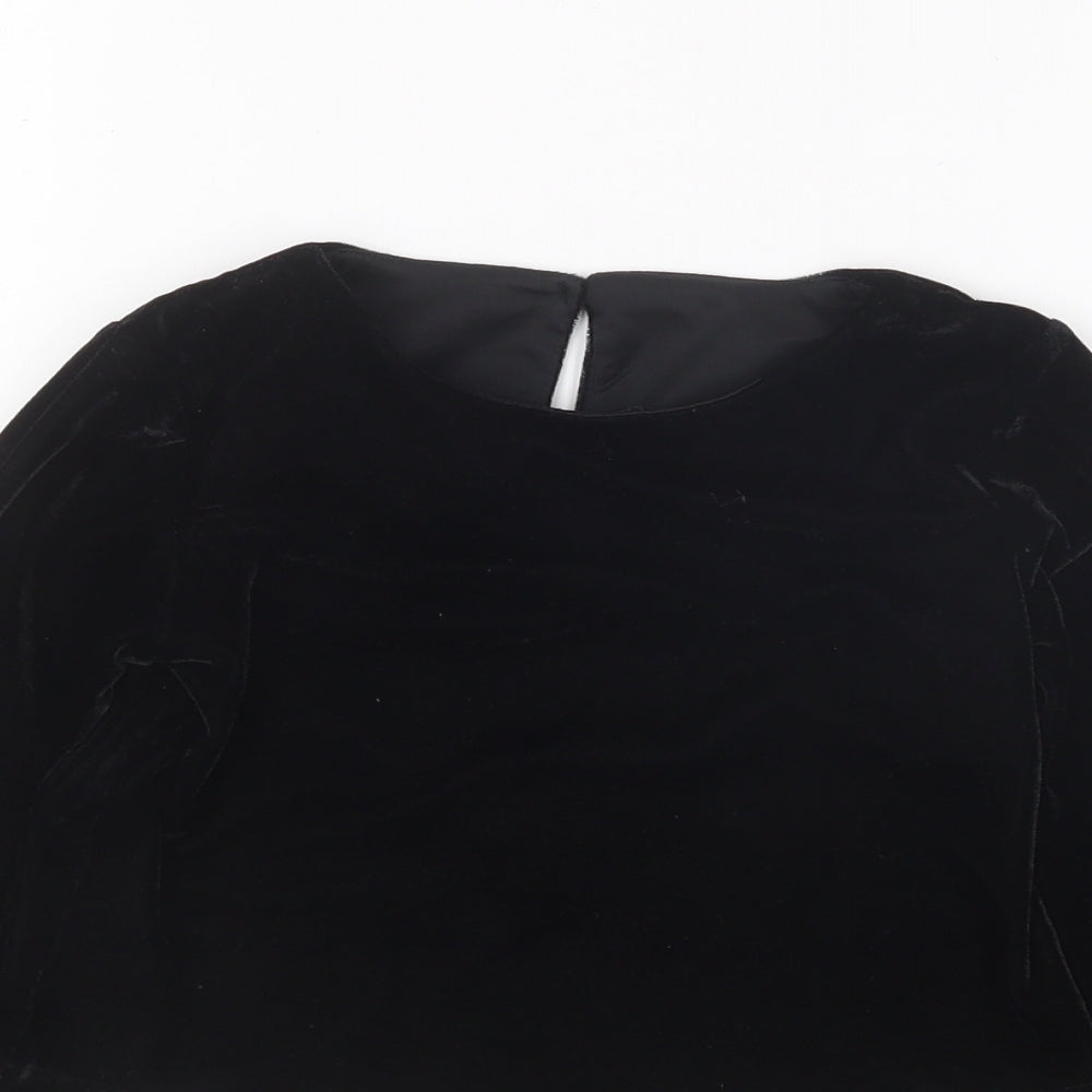 Dunnes Stores Girls Black Polyester Basic T-Shirt Size 5-6 Years Round Neck Pullover