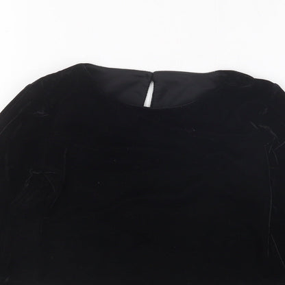 Dunnes Stores Girls Black Polyester Basic T-Shirt Size 5-6 Years Round Neck Pullover